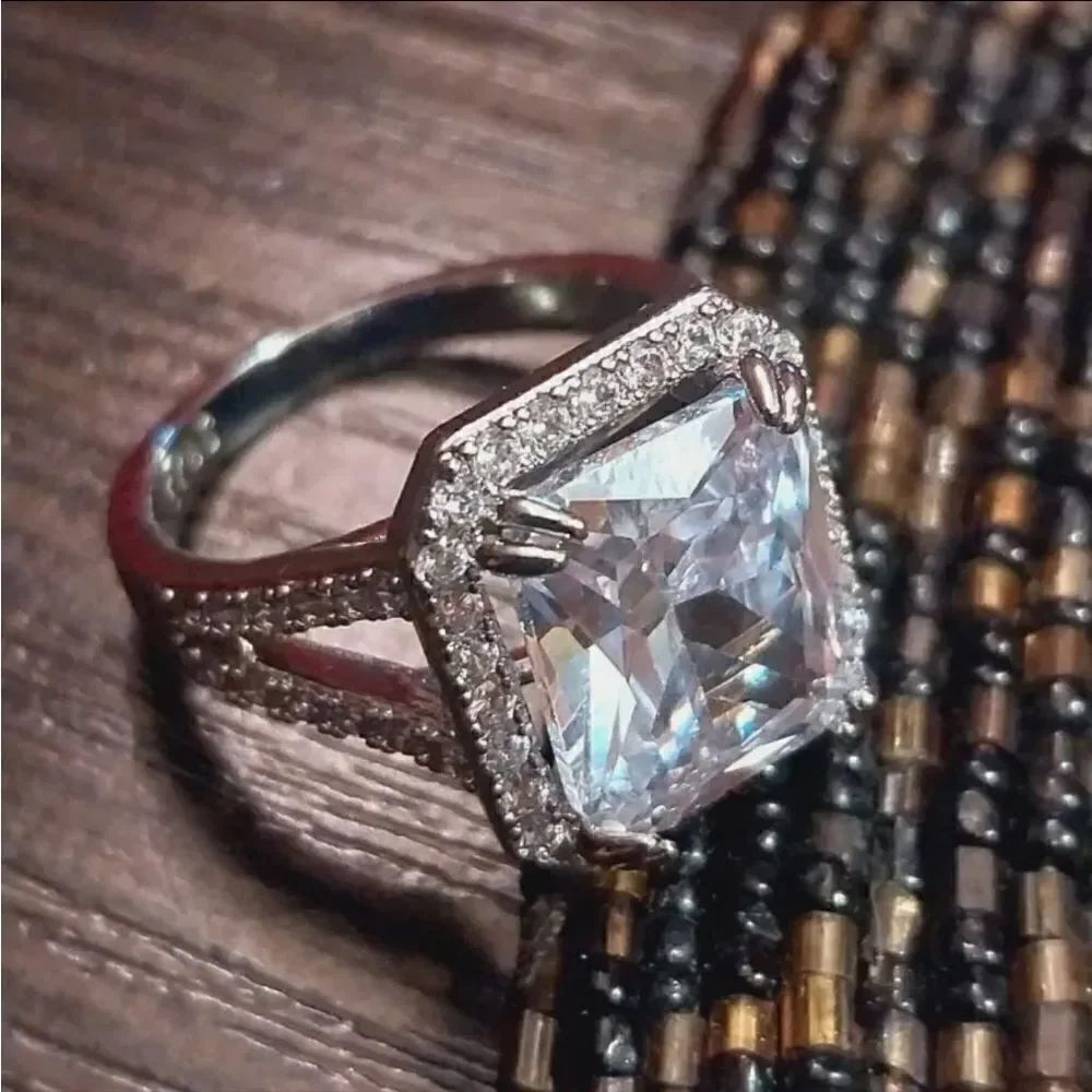 The Upgrade Ring 6 Carat statement engagement cocktail ring in 925 silver sz 7